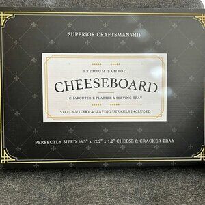 NEW Premium Bamboo Cheeseboard Cheese & Cracker Tray with Utensils